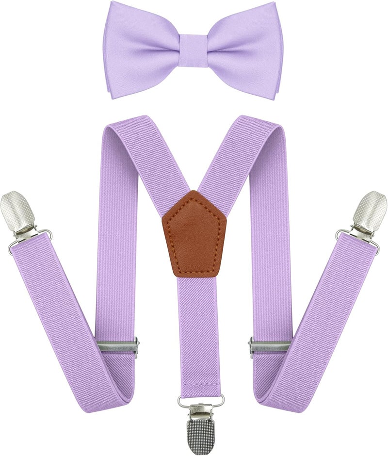 BEWDIO Adjustable Baby Boy Suspenders and Bow Tie, Pre-tied Kids Bowtie and Elastic Suspenders with 4 Strong Metal Clips - Image 1